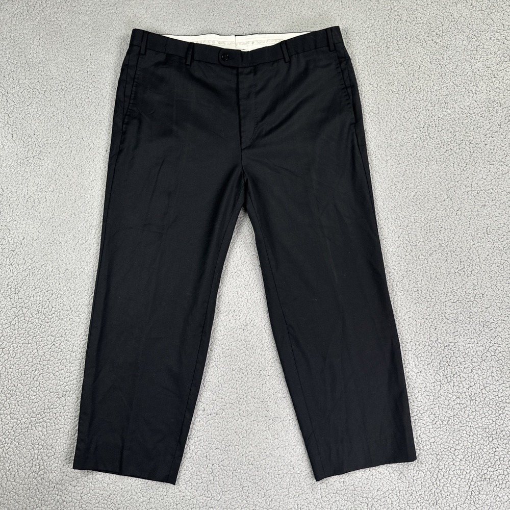 Zanella Platinum Super 130s Wool Cashmere Dress Pants Men 40 Black Lined Italy